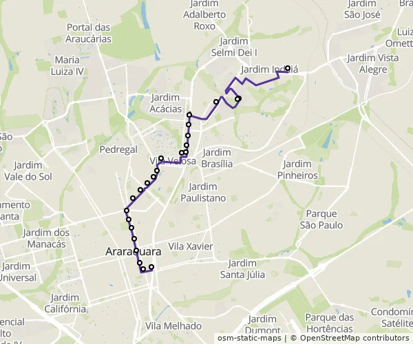 Mapa do itinerário da linha