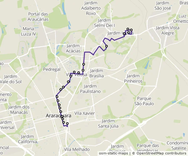 Mapa do itinerário da linha