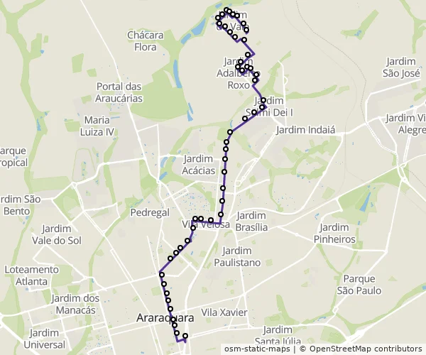 Mapa do itinerário da linha