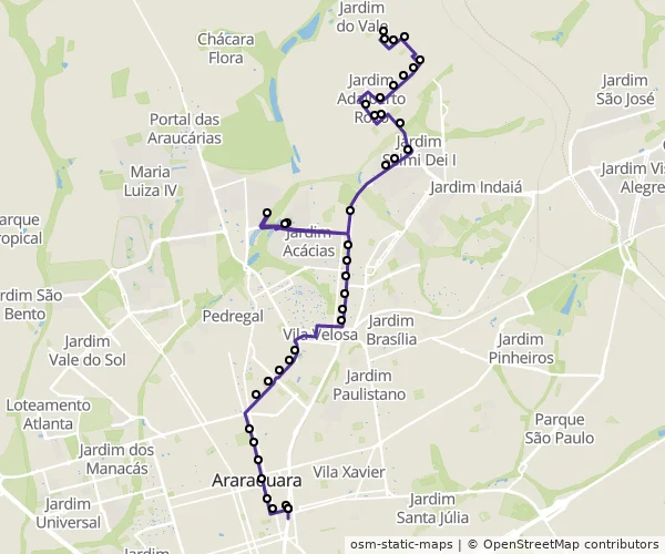 Mapa do itinerário da linha