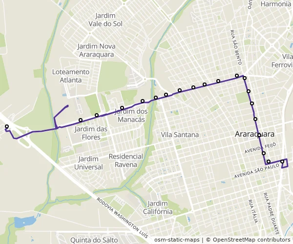 Mapa do itinerário da linha