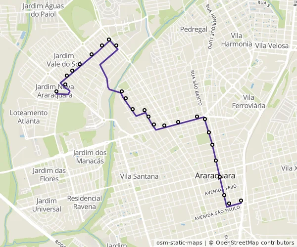 Mapa do itinerário da linha