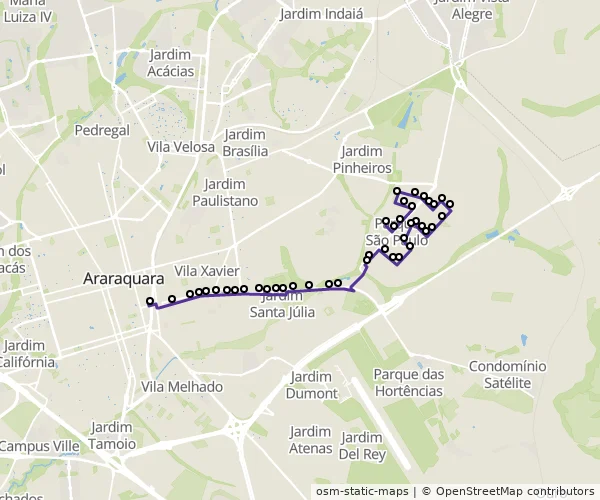 Mapa do itinerário da linha