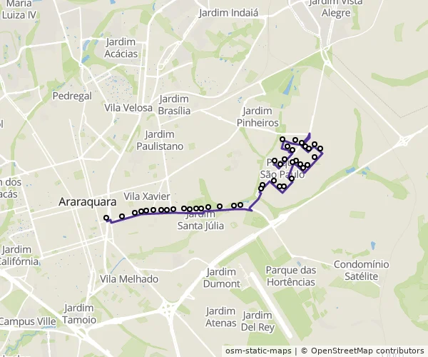 Mapa do itinerário da linha