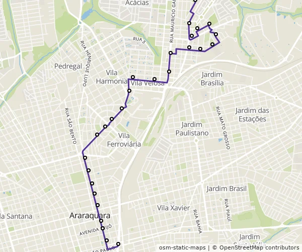 Mapa do itinerário da linha
