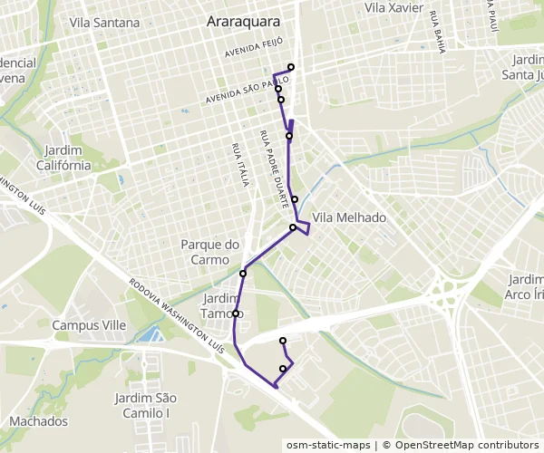 Mapa do itinerário da linha