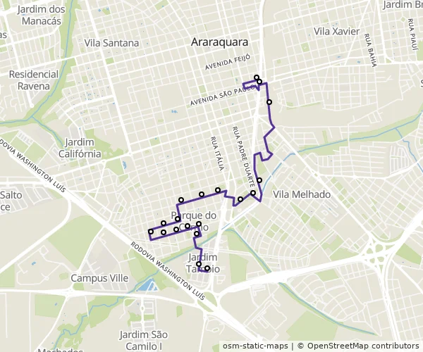 Mapa do itinerário da linha