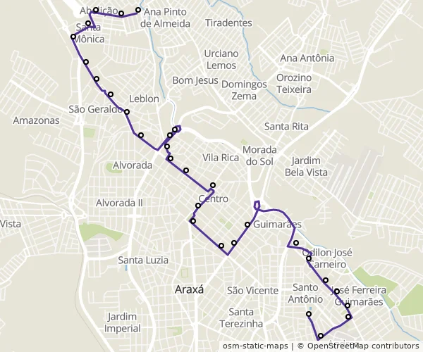 Mapa do itinerário da linha