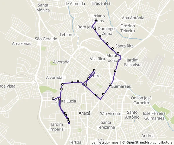 Mapa do itinerário da linha