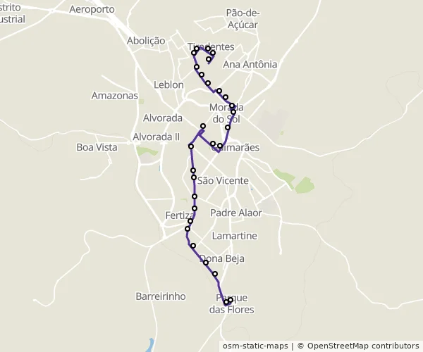 Mapa do itinerário da linha