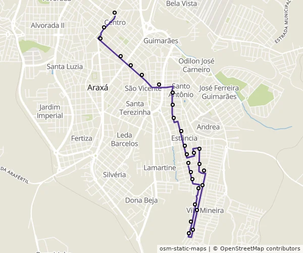 Mapa do itinerário da linha