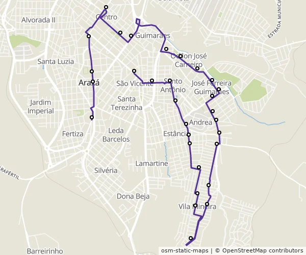 Mapa do itinerário da linha