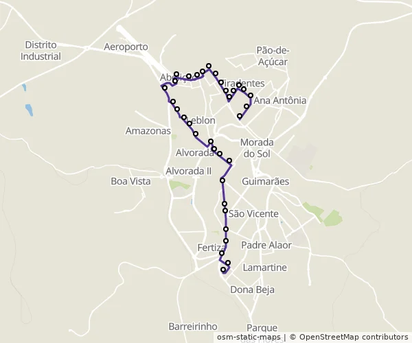 Mapa do itinerário da linha