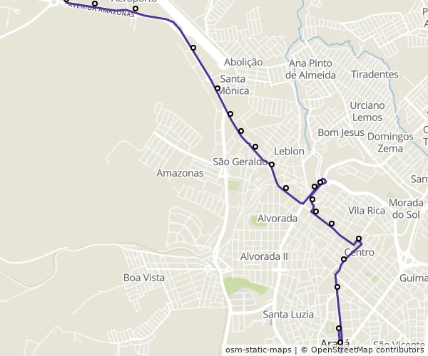Mapa do itinerário da linha