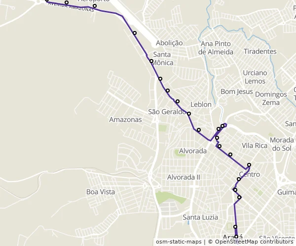 Mapa do itinerário da linha