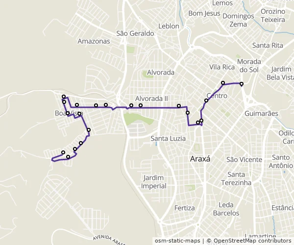 Mapa do itinerário da linha