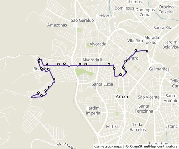 Mapa do itinerário da linha