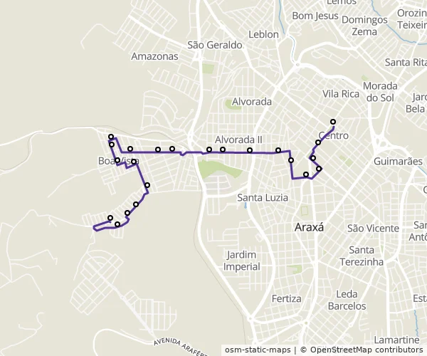 Mapa do itinerário da linha