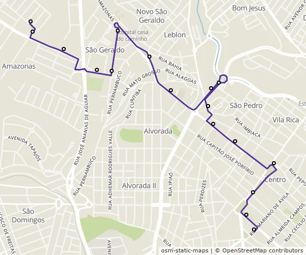 Mapa do itinerário da linha