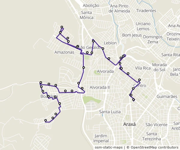 Mapa do itinerário da linha