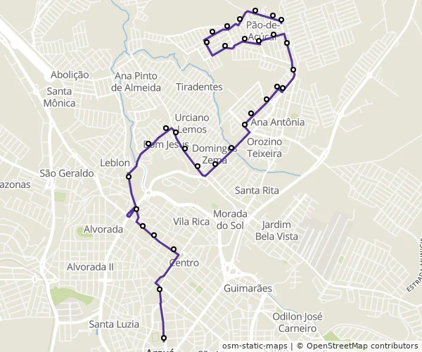 Mapa do itinerário da linha