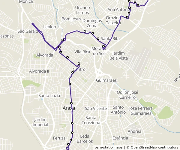 Mapa do itinerário da linha