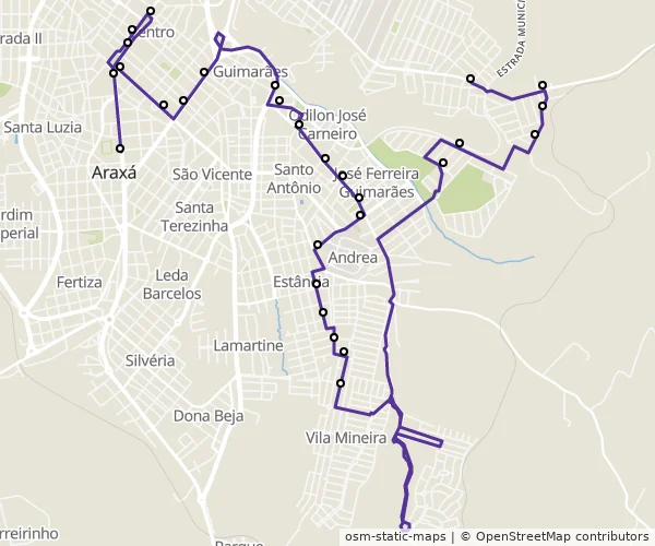 Mapa do itinerário da linha