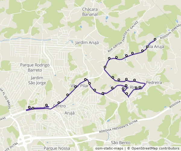 Mapa do itinerário da linha