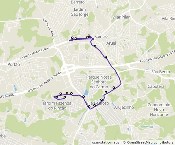 Mapa do itinerário da linha