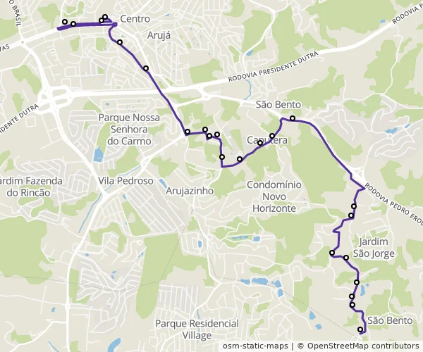 Mapa do itinerário da linha