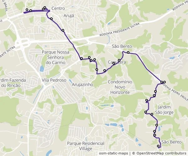 Mapa do itinerário da linha