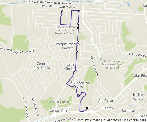 Mapa do itinerário da linha