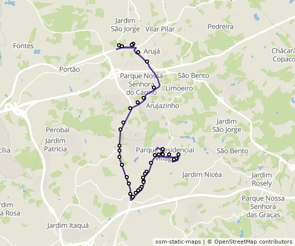 Mapa do itinerário da linha