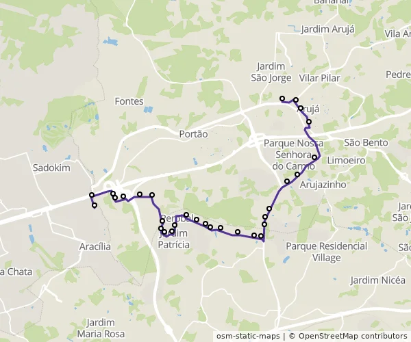 Mapa do itinerário da linha
