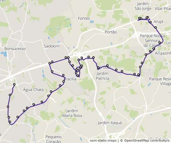 Mapa do itinerário da linha