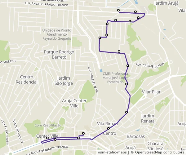 Mapa do itinerário da linha