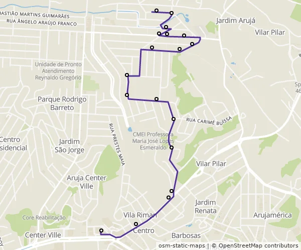 Mapa do itinerário da linha