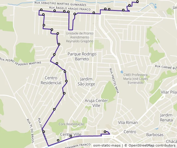 Mapa do itinerário da linha