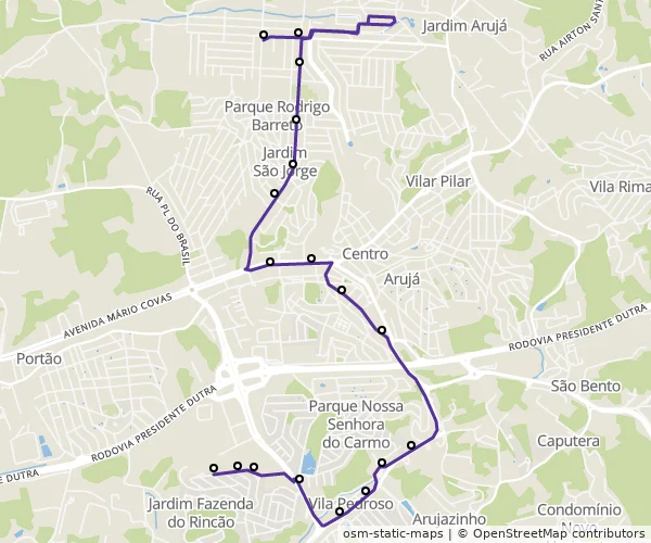 Mapa do itinerário da linha