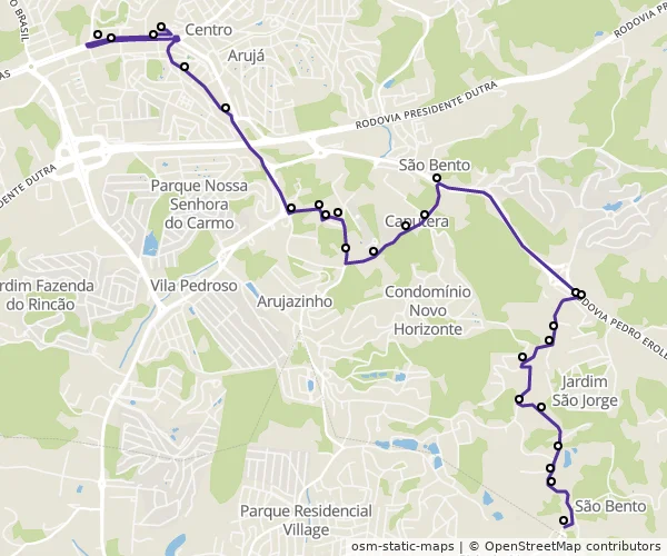 Mapa do itinerário da linha