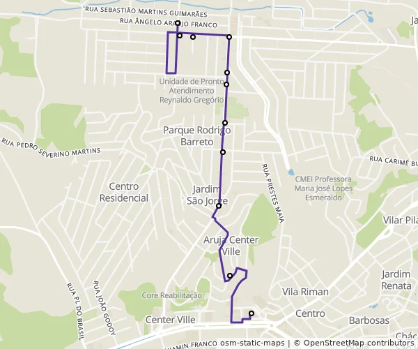 Mapa do itinerário da linha