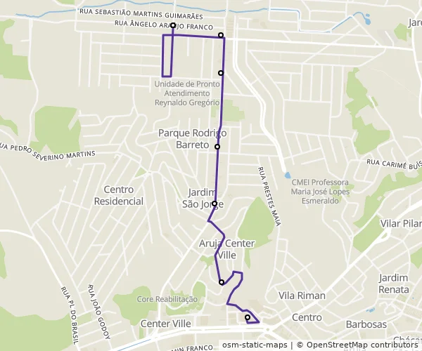 Mapa do itinerário da linha