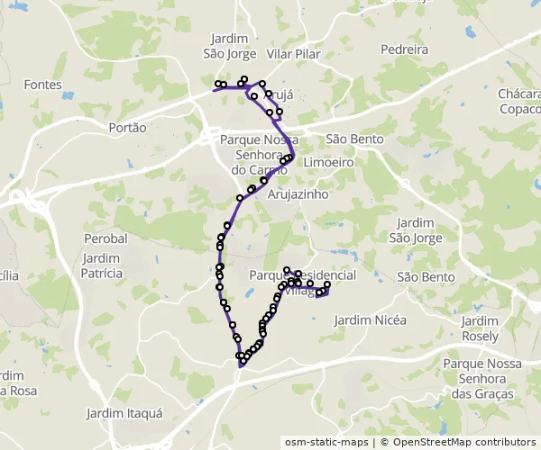 Mapa do itinerário da linha