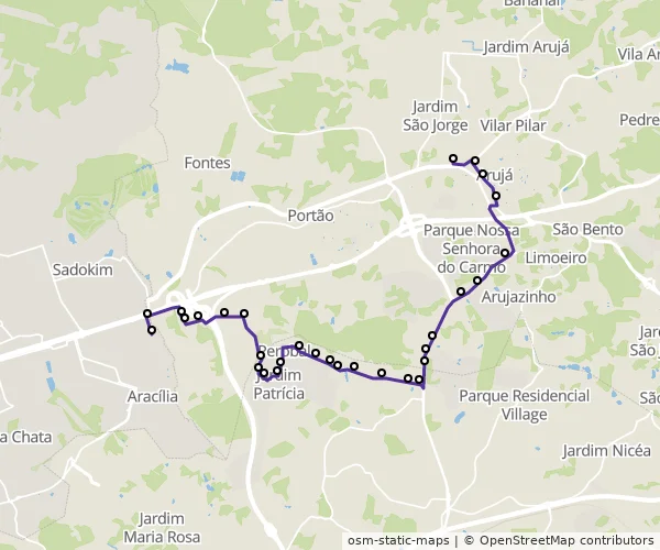 Mapa do itinerário da linha
