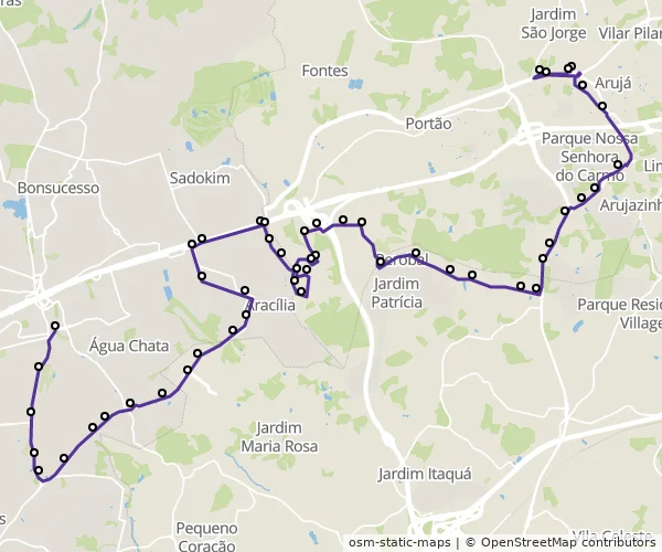 Mapa do itinerário da linha