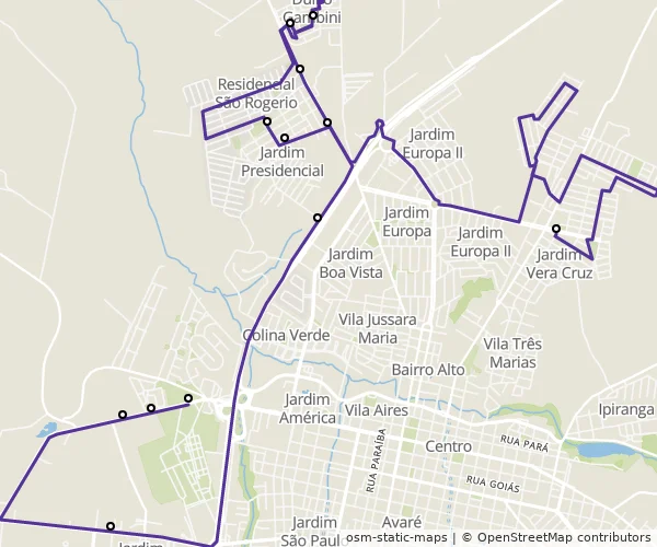 Mapa do itinerário da linha