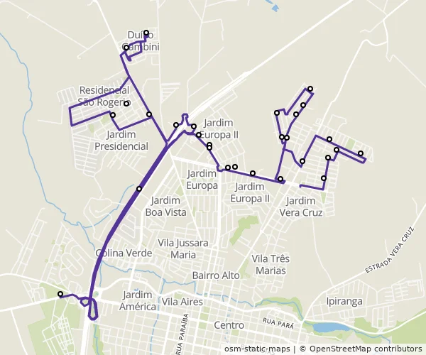 Mapa do itinerário da linha