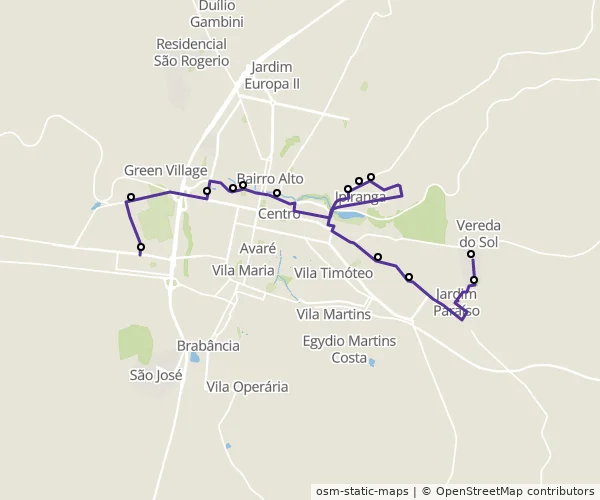 Mapa do itinerário da linha