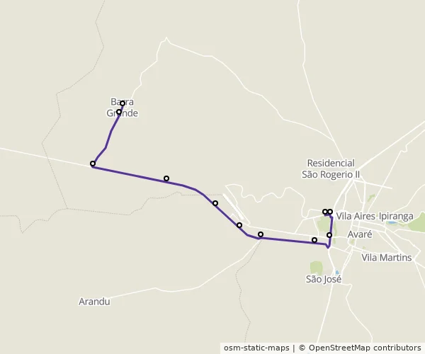 Mapa do itinerário da linha