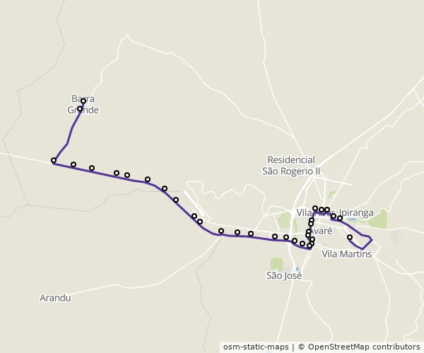 Mapa do itinerário da linha